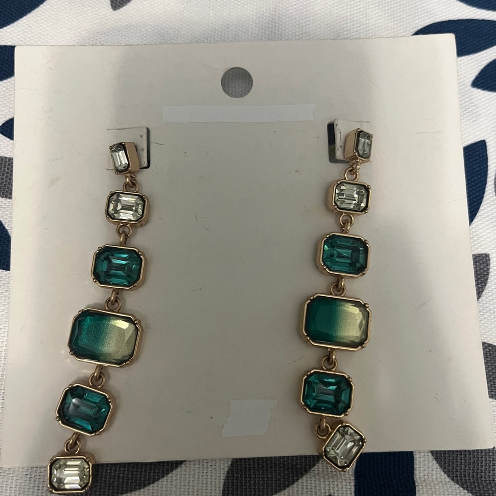 Elegant Gold and Teal Drop Earrings